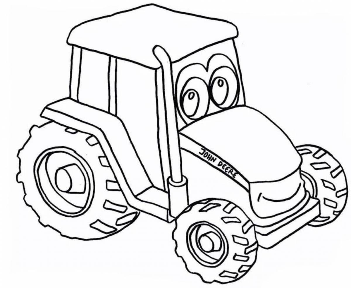 Entertaining coloring book tractor for children 5-6 years old
