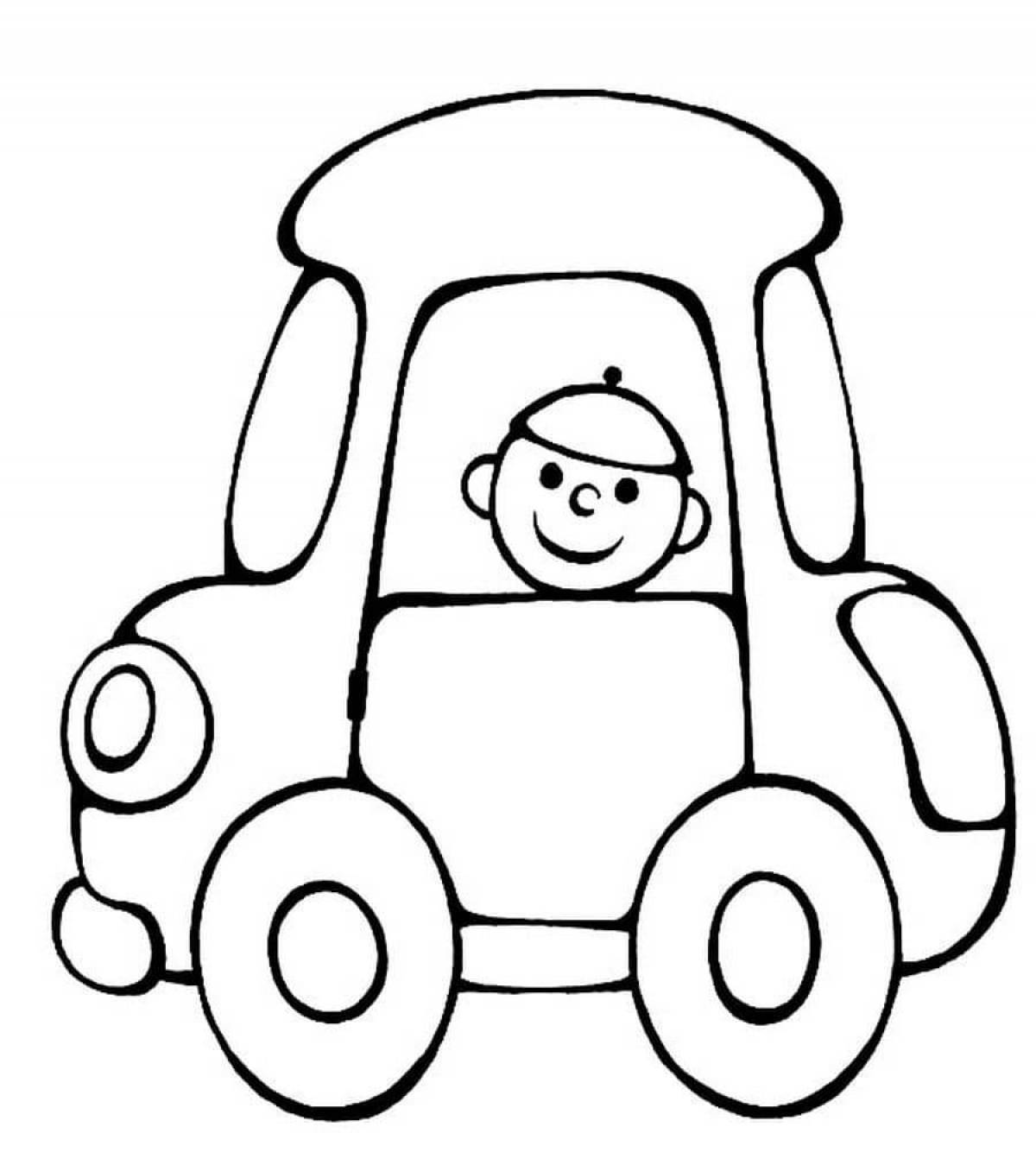 Coloring pages with adorable cars for toddlers 2-3 years old