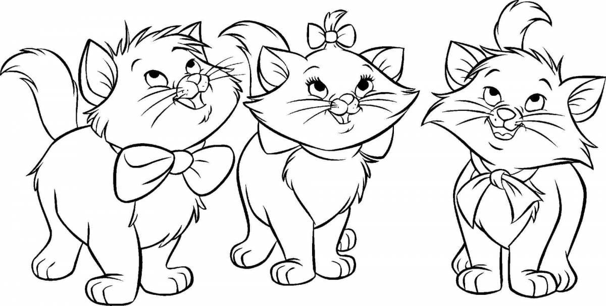 Игривая раскраска «три котенка»