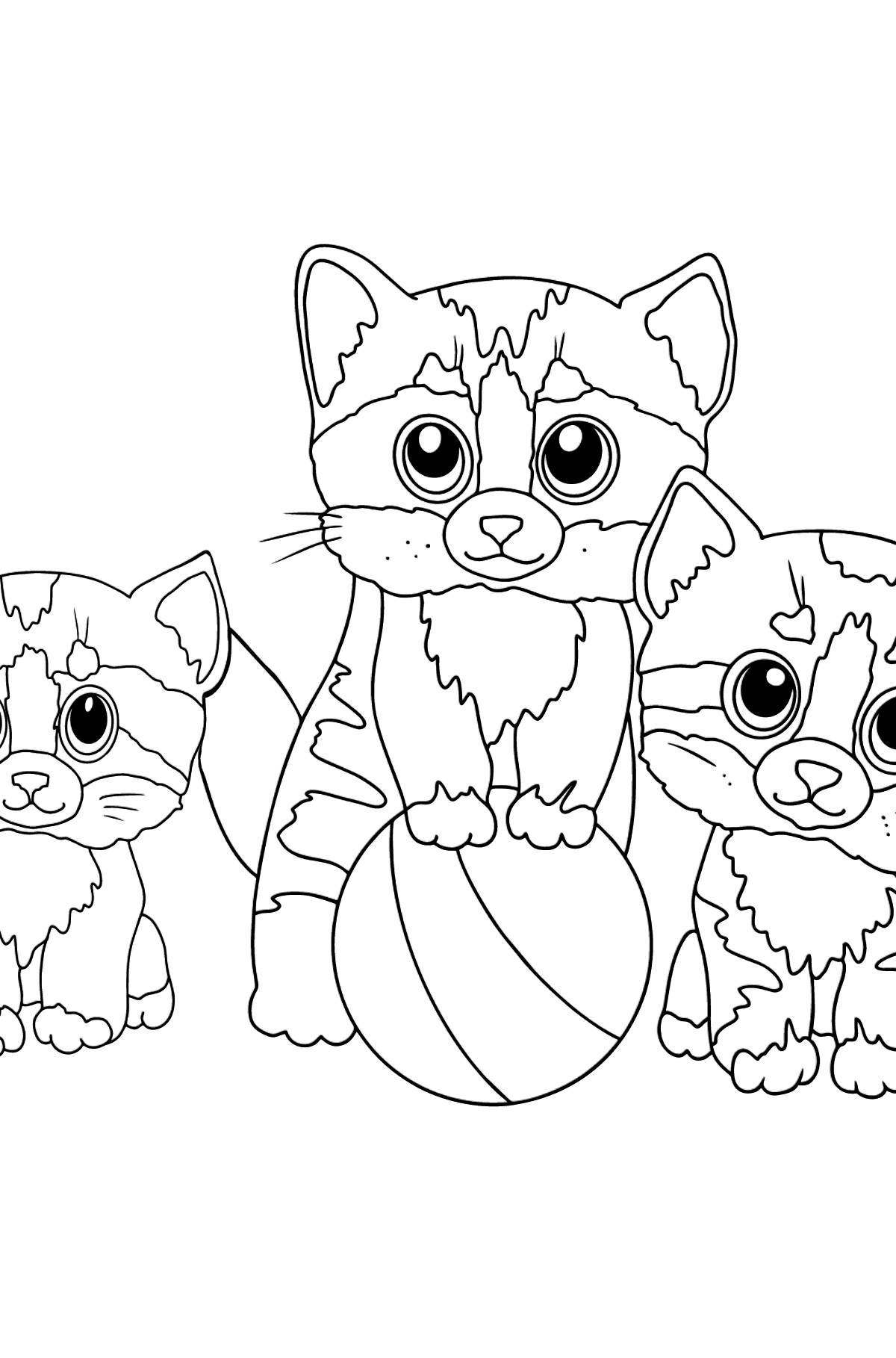 Раскраска три озорных котенка
