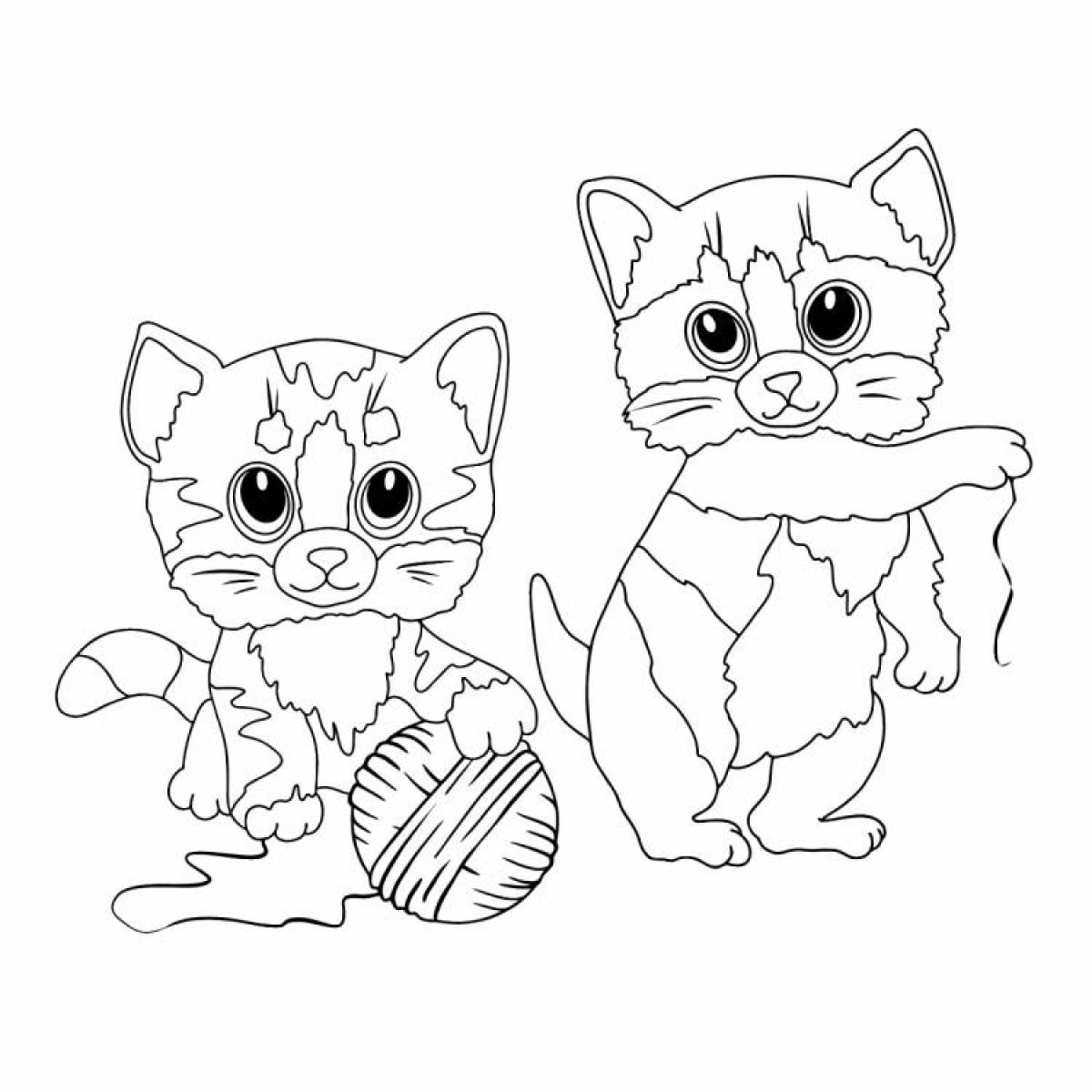 Причудливая раскраска «три котенка»