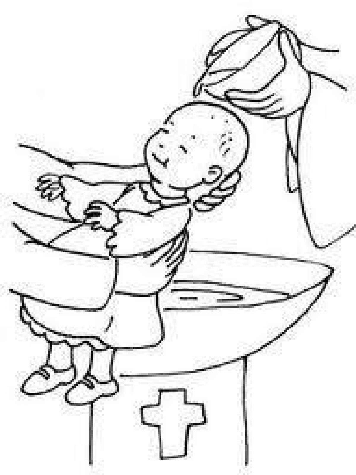 Большая раскраска крещение для детей