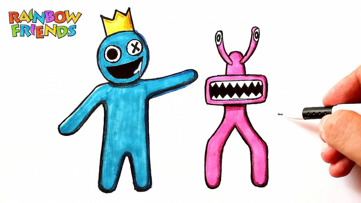 Раскраска Изысканные радужные друзья красного цвета