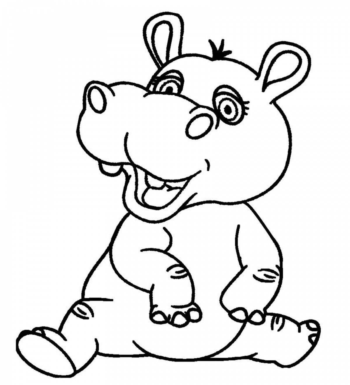 Coloring hippopotamus for kids