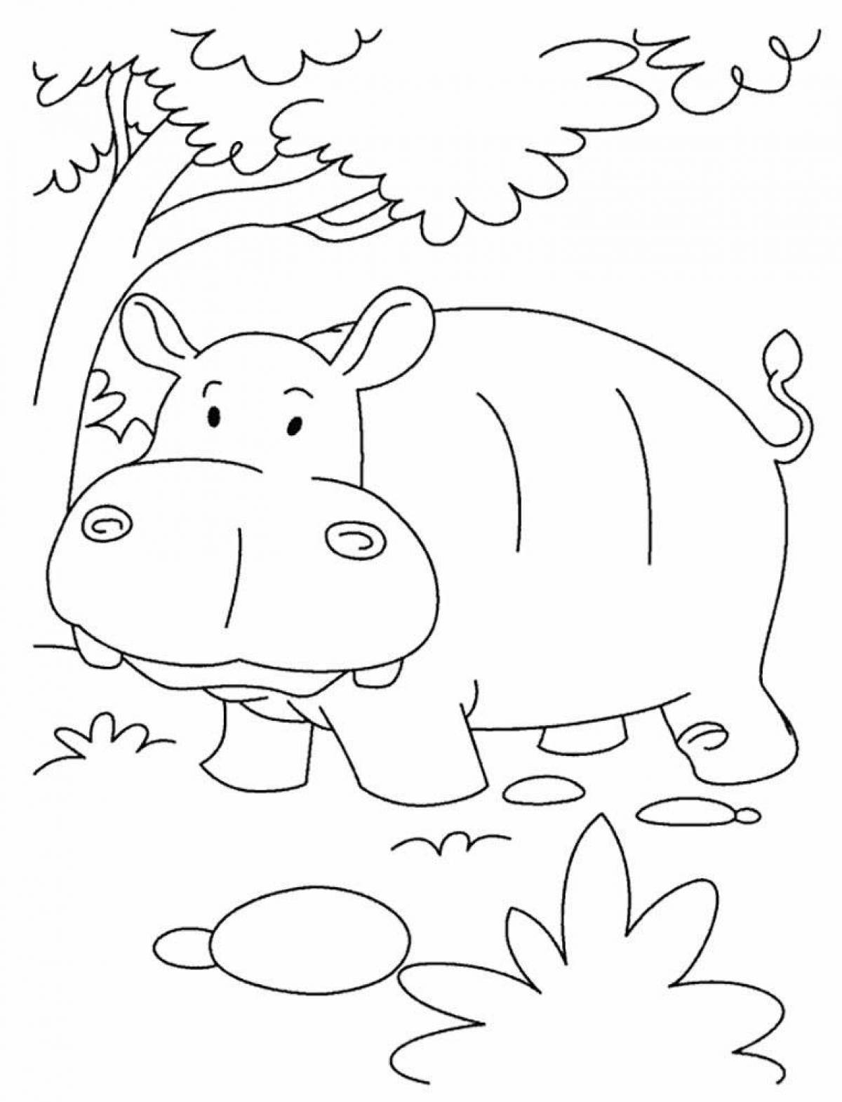 Creative hippo coloring for kids