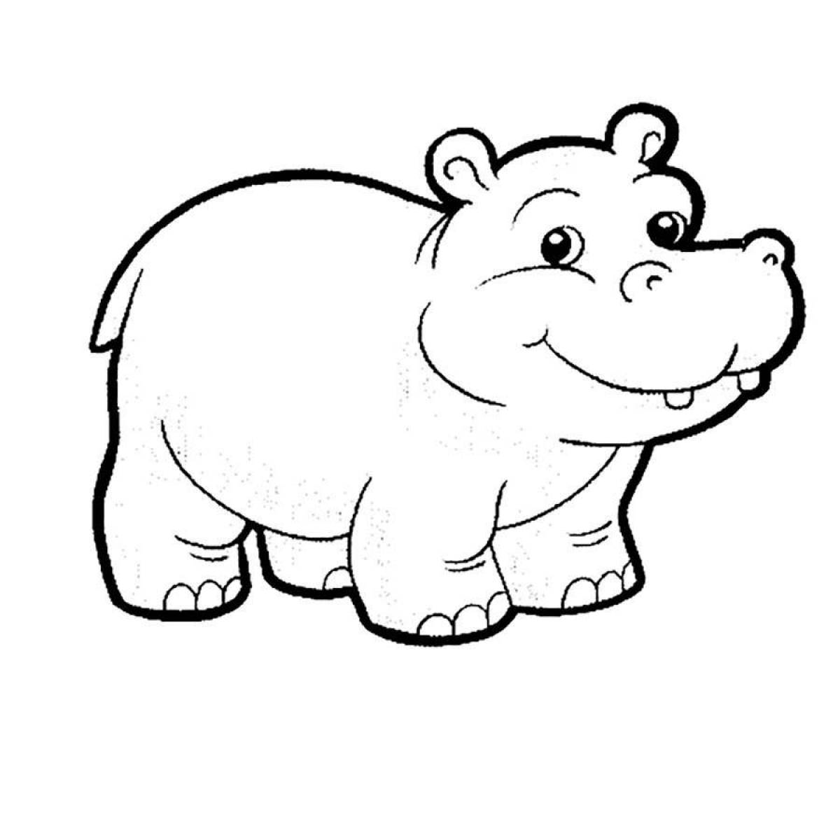 Fabulous hippo coloring for kids