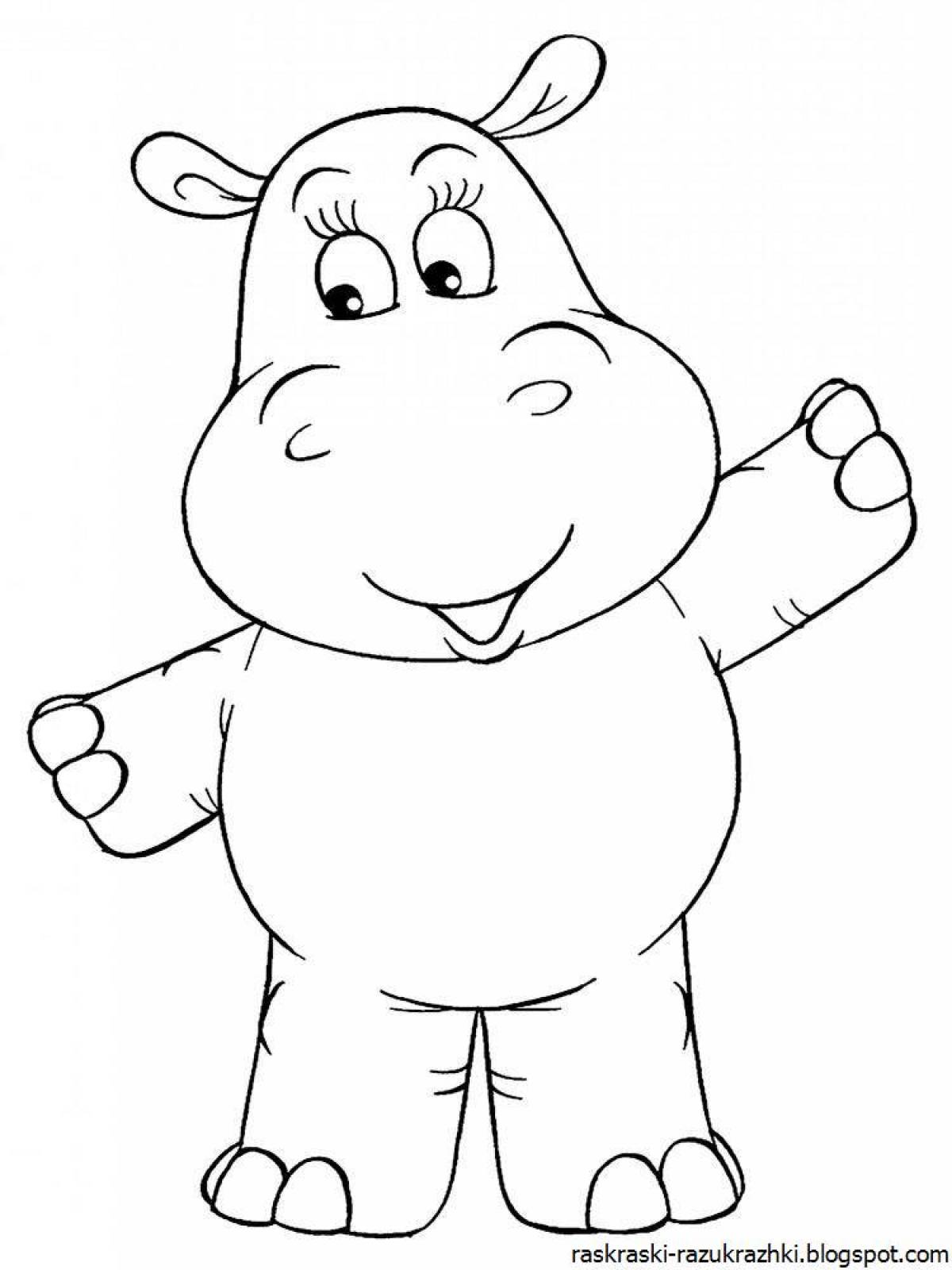 Gorgeous hippo coloring for kids
