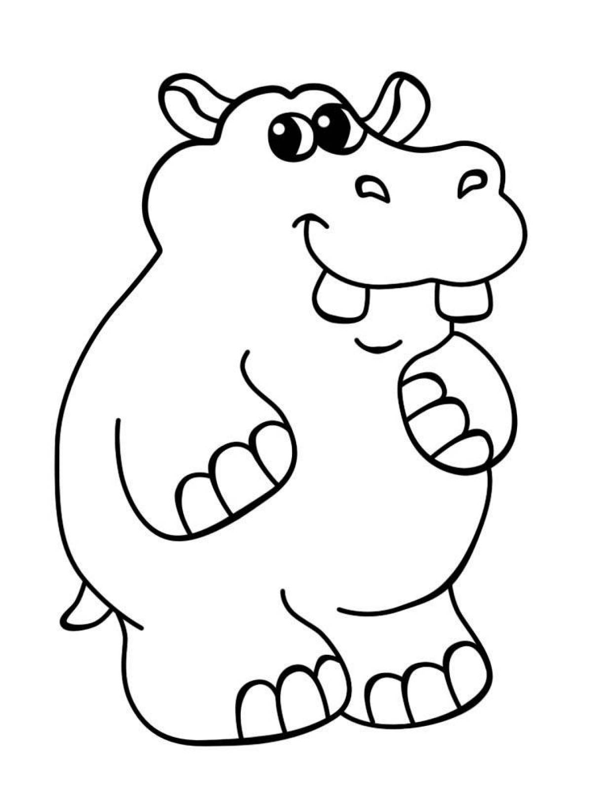 Exquisite hippo coloring for kids