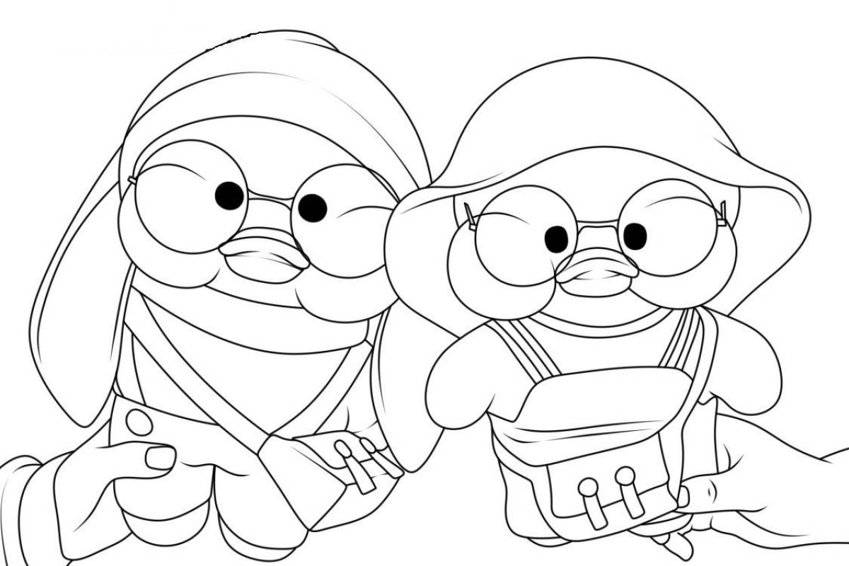 Colorful lalafanfan duck coloring book