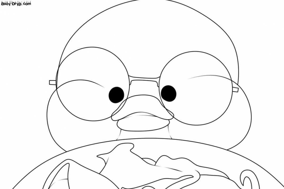 Lalafanfan playful duck coloring page