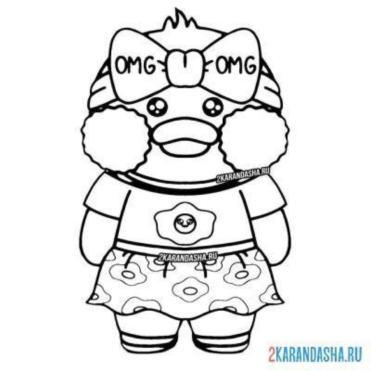 Lalafanfan crazy duck coloring page