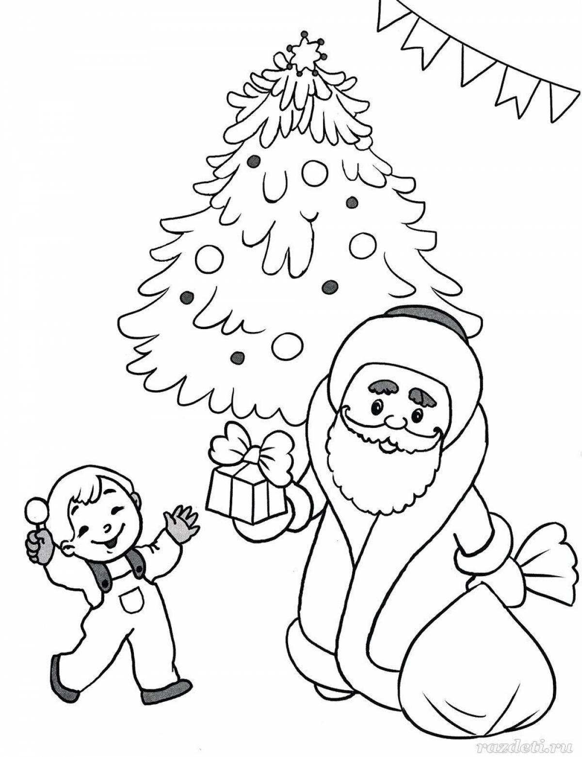 Glitter Christmas tree coloring page
