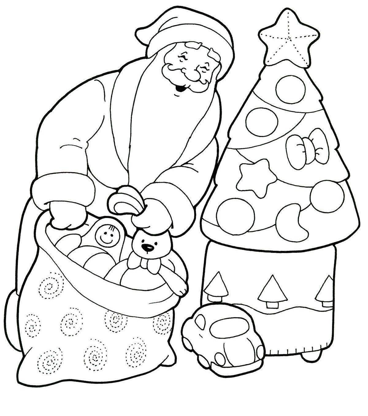 Дед Мороз с Ёлкой раскраска