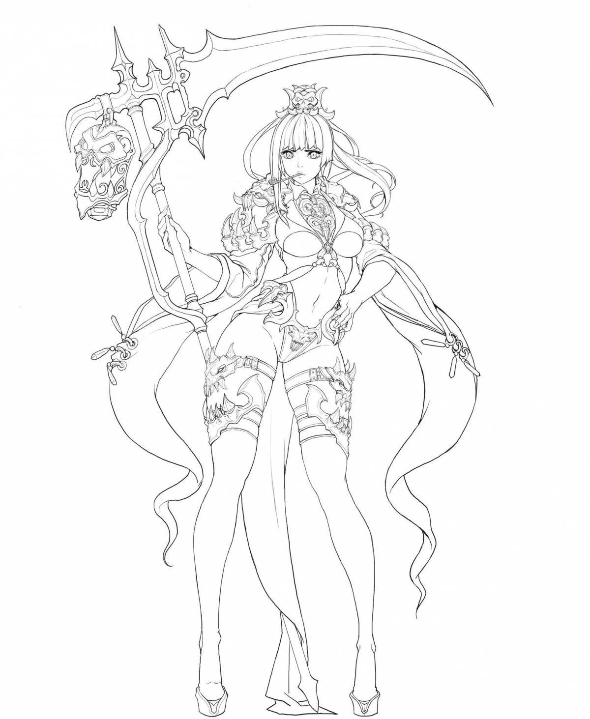 Exotic demon coloring page
