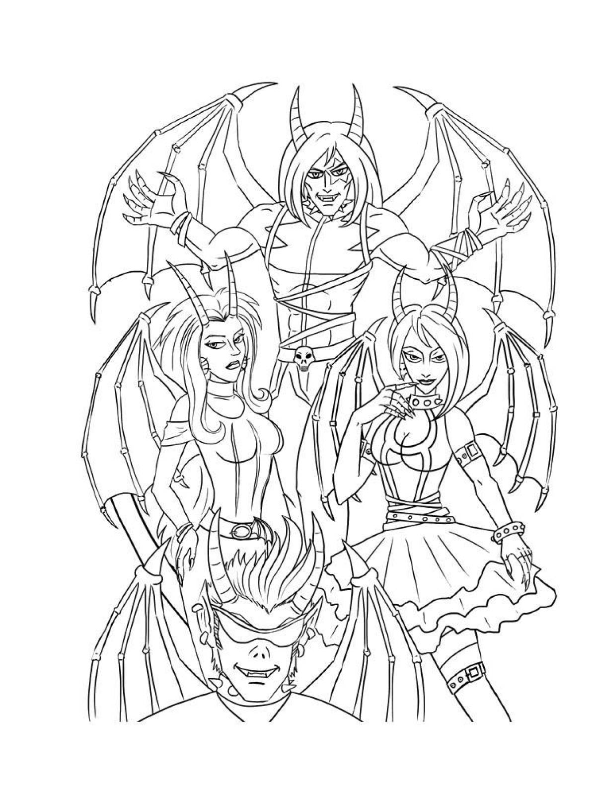 Glowing demon coloring page