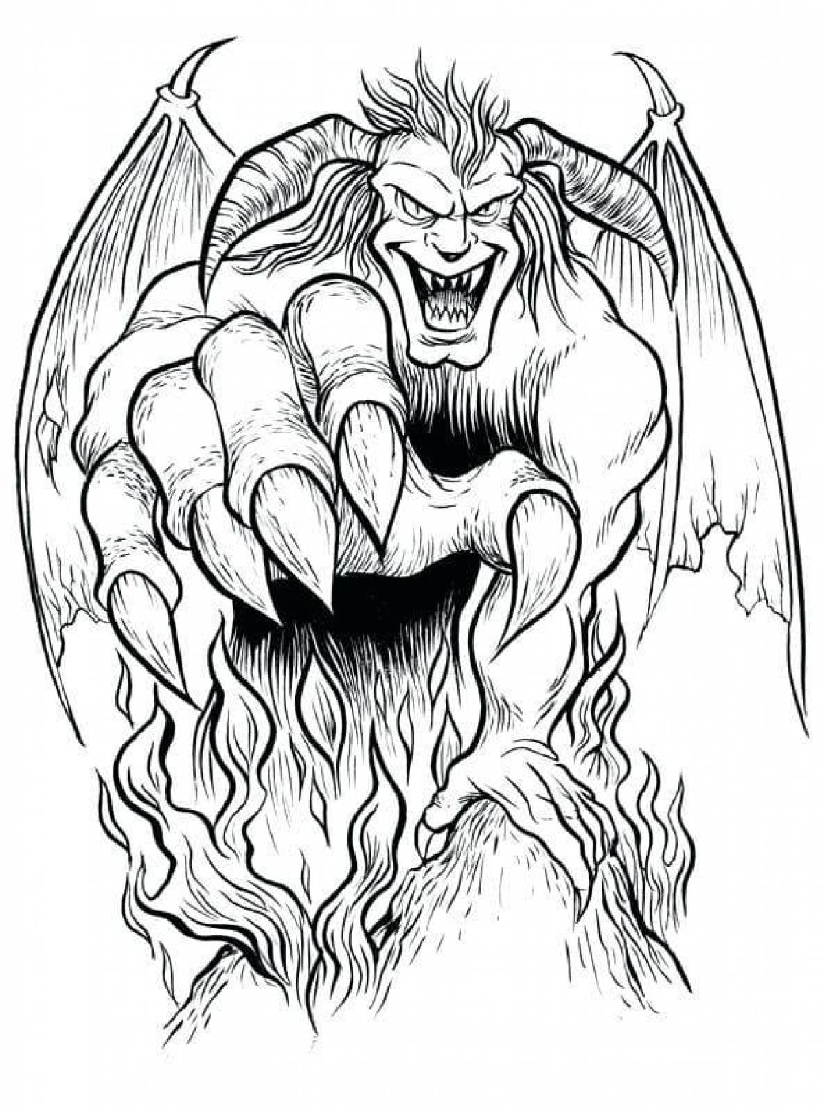 Mysterious demon coloring page