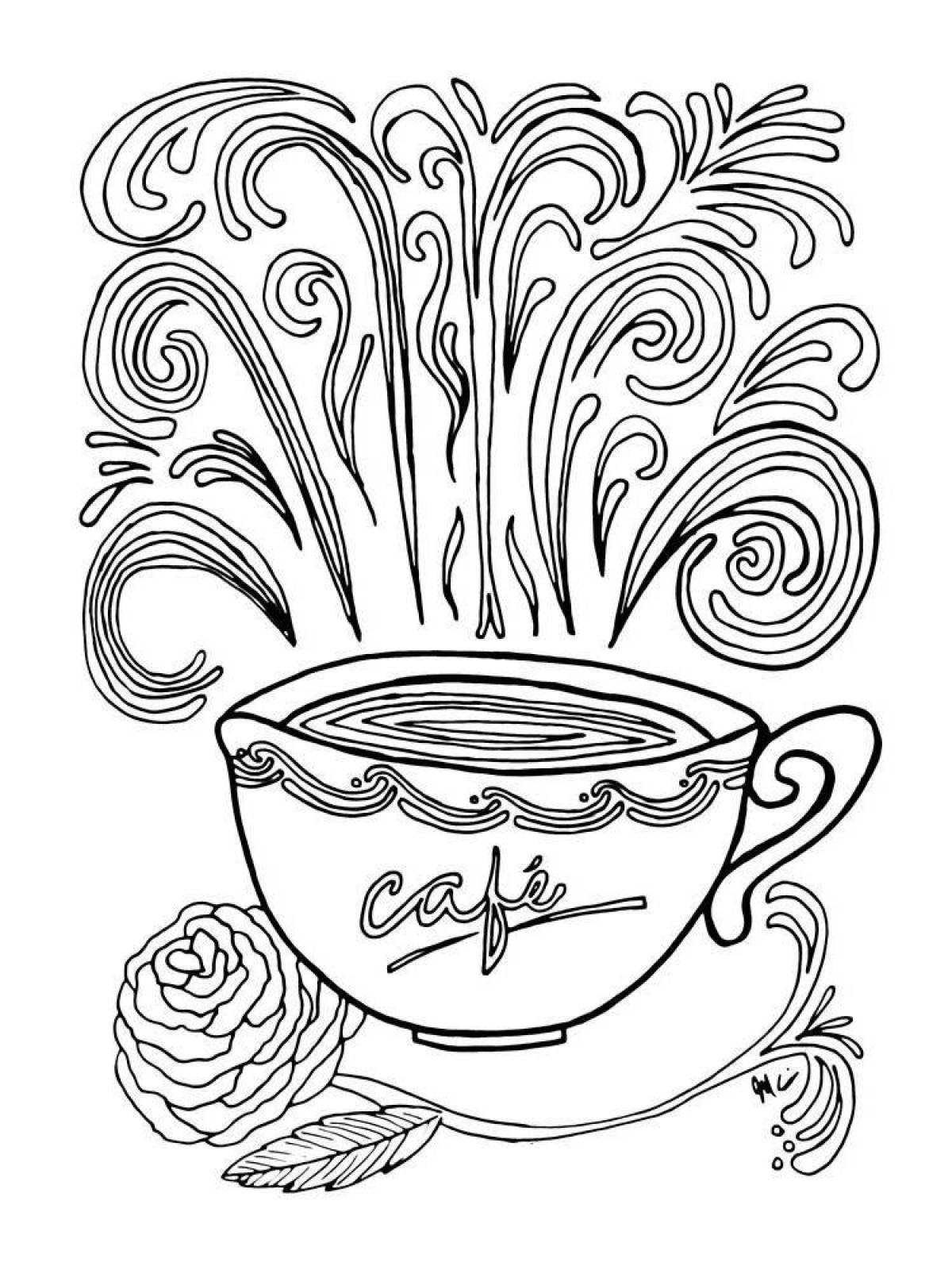 Colorful coffee coloring page