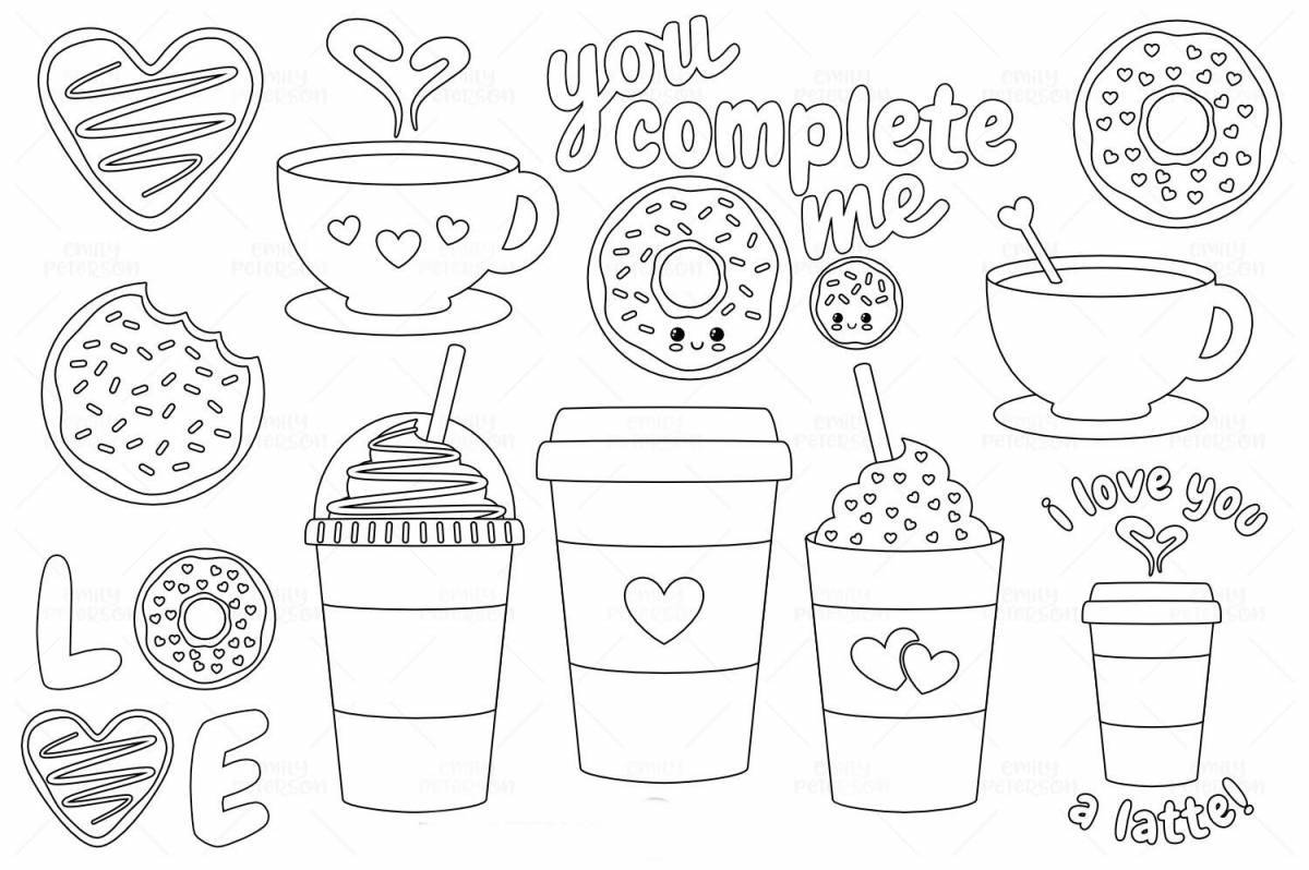 Live coffee coloring page