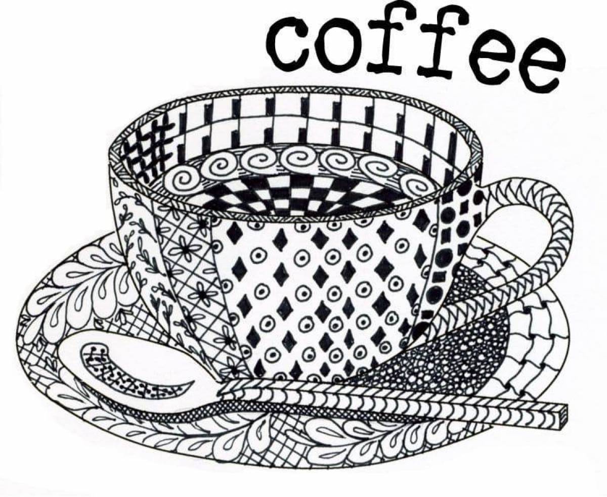 Holiday coffee coloring page