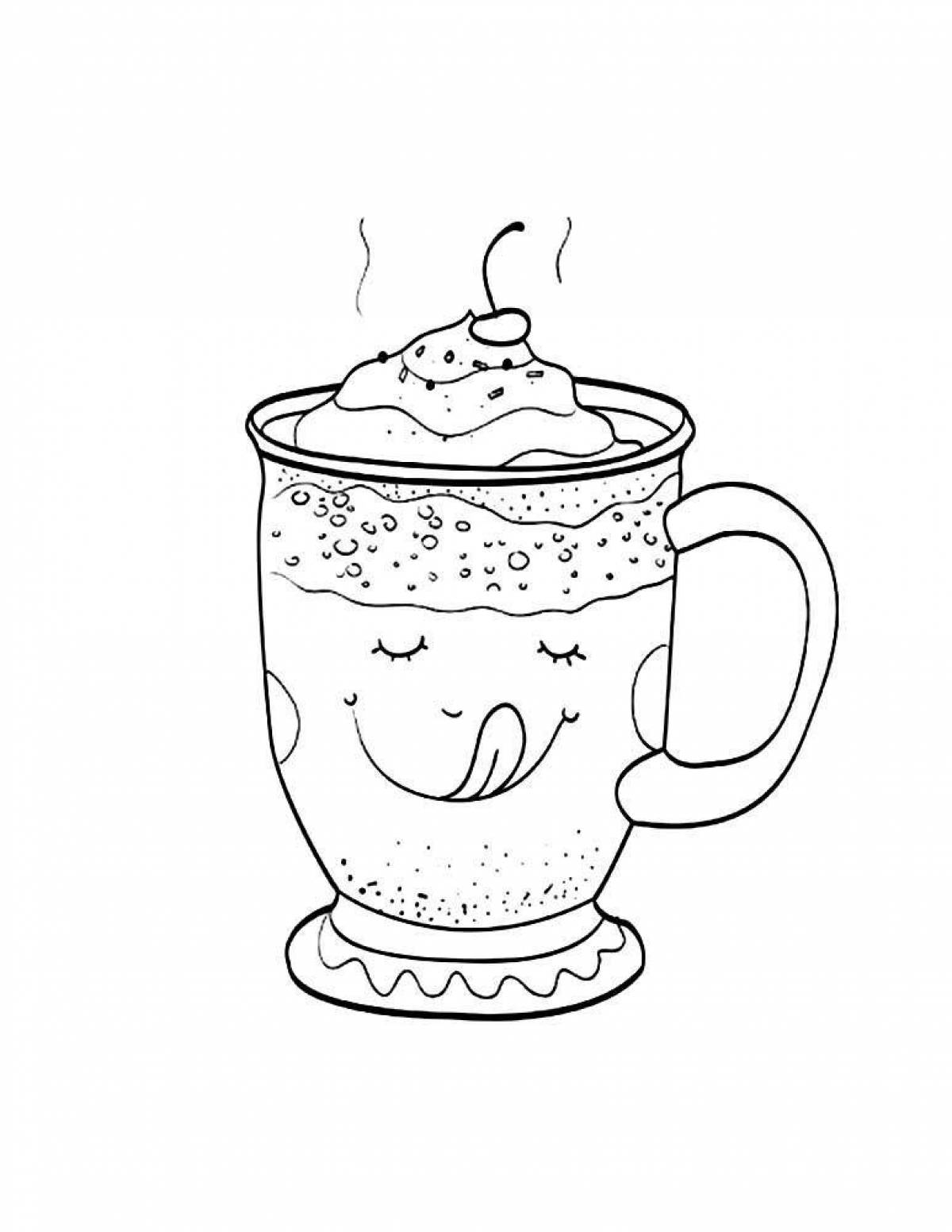 Playful coffee coloring page