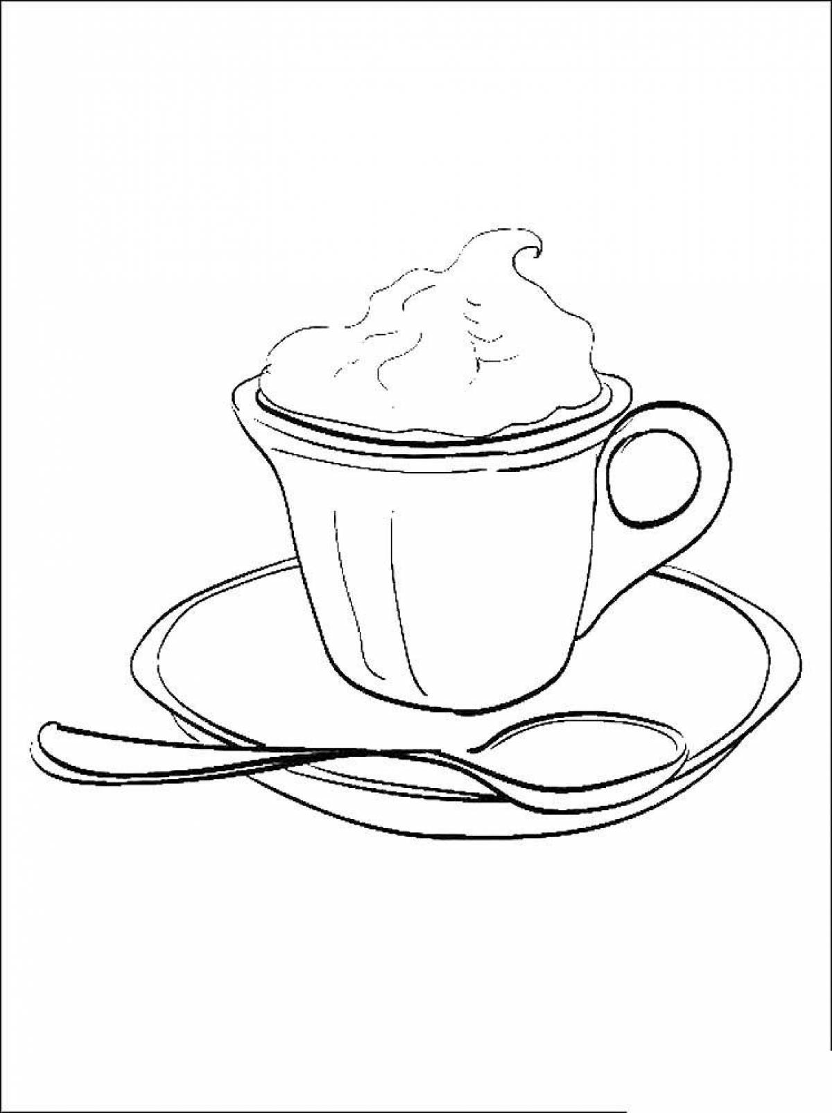 Exciting coffee coloring page