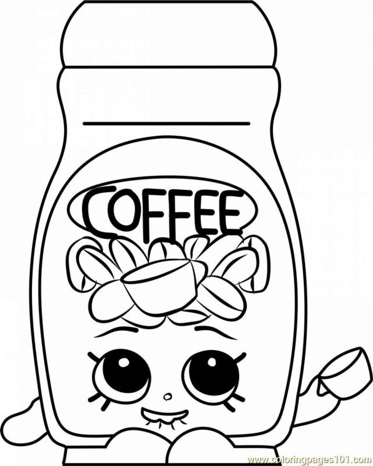 Glitter coffee coloring page