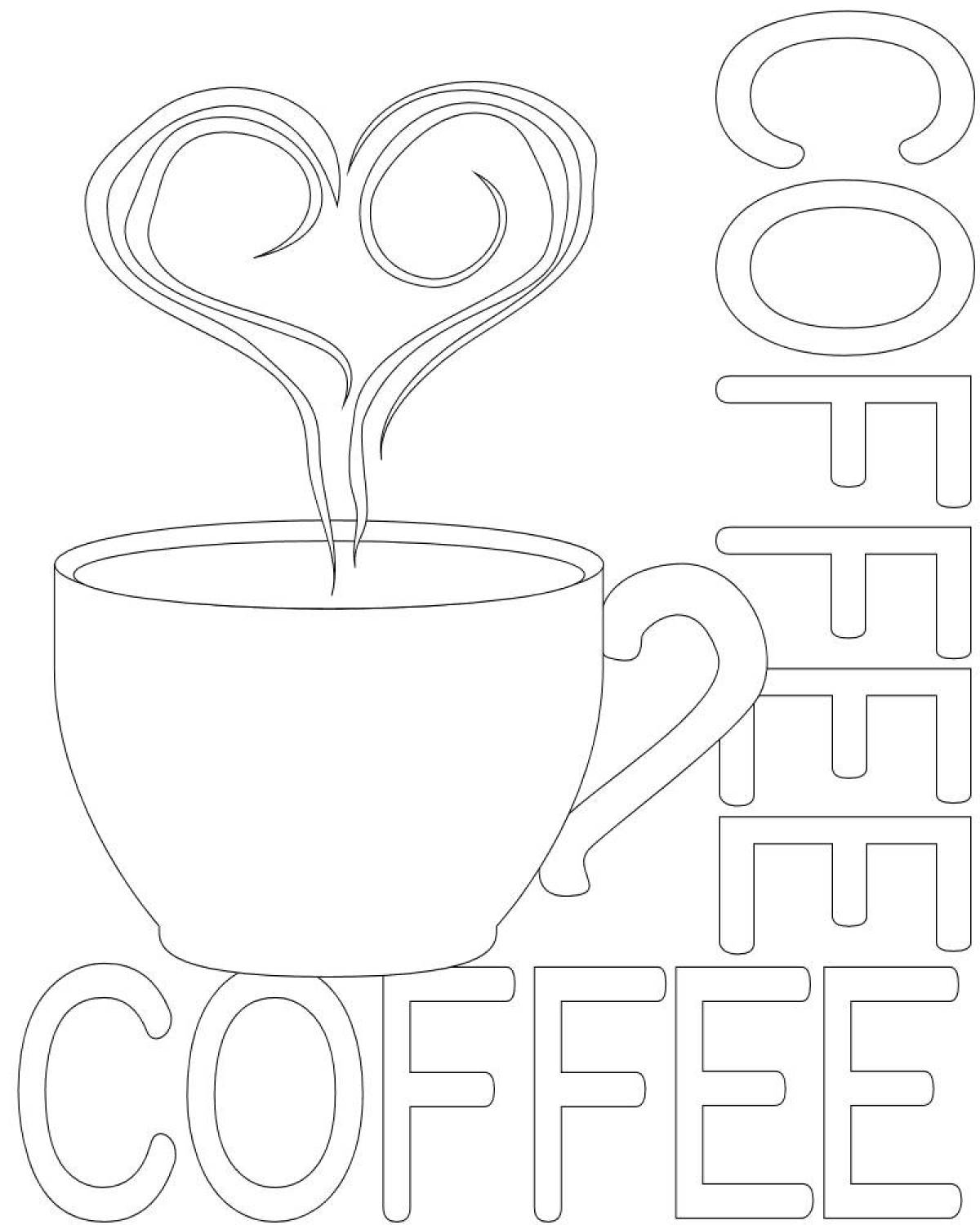 Cozy coffee coloring page