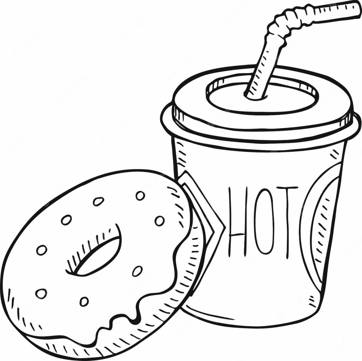 Attractive coffee coloring page