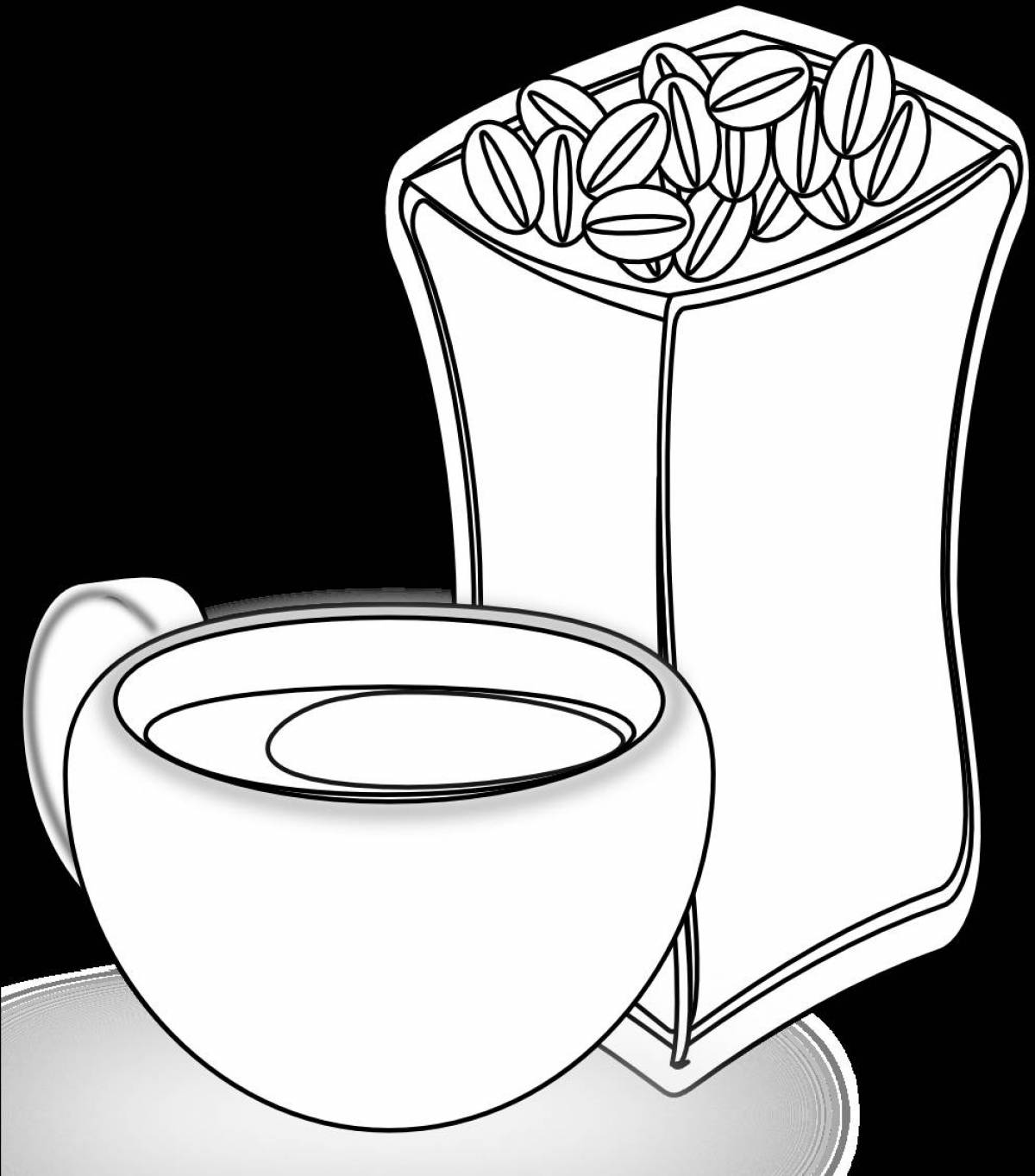 Cute coffee coloring page