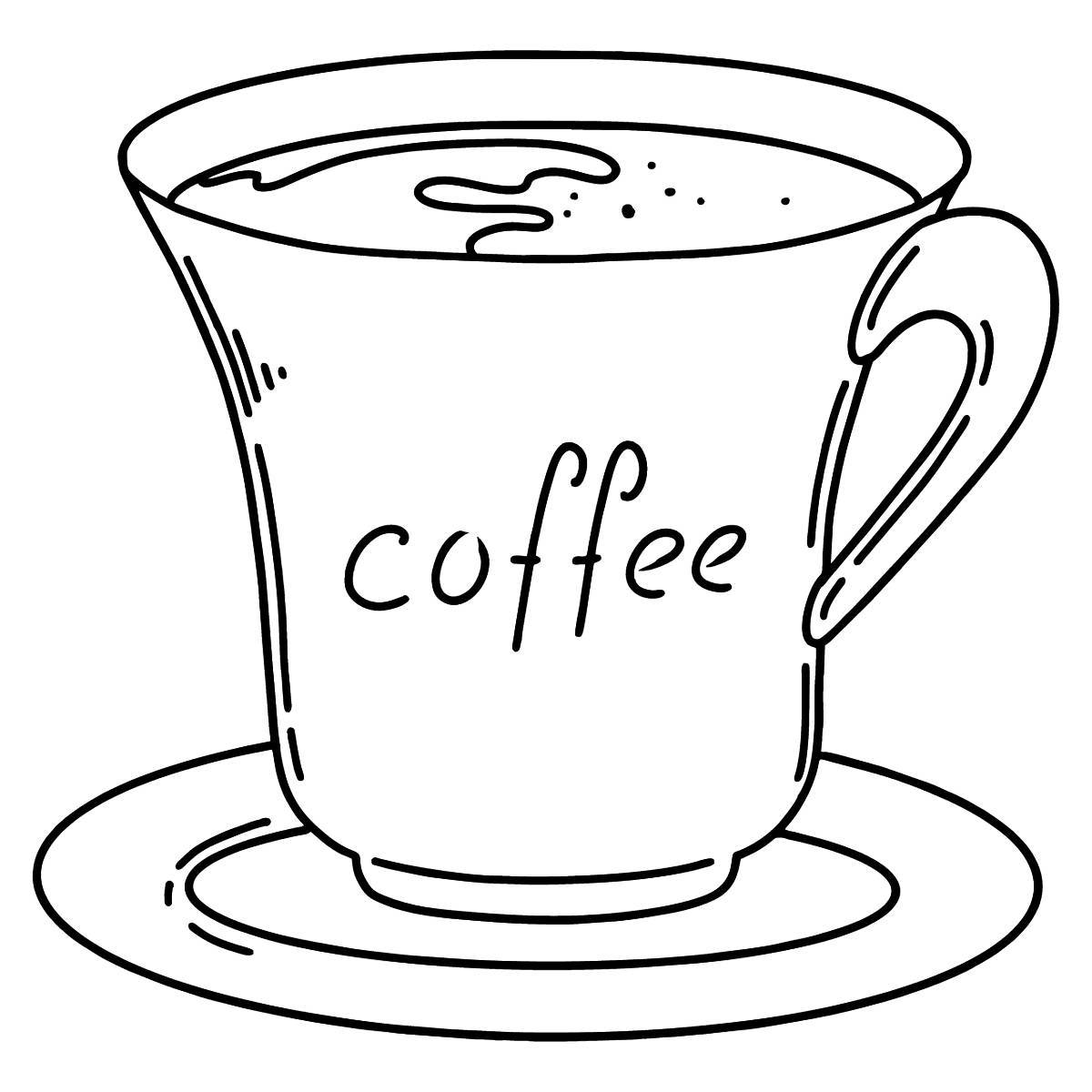 Fantastic coffee coloring page