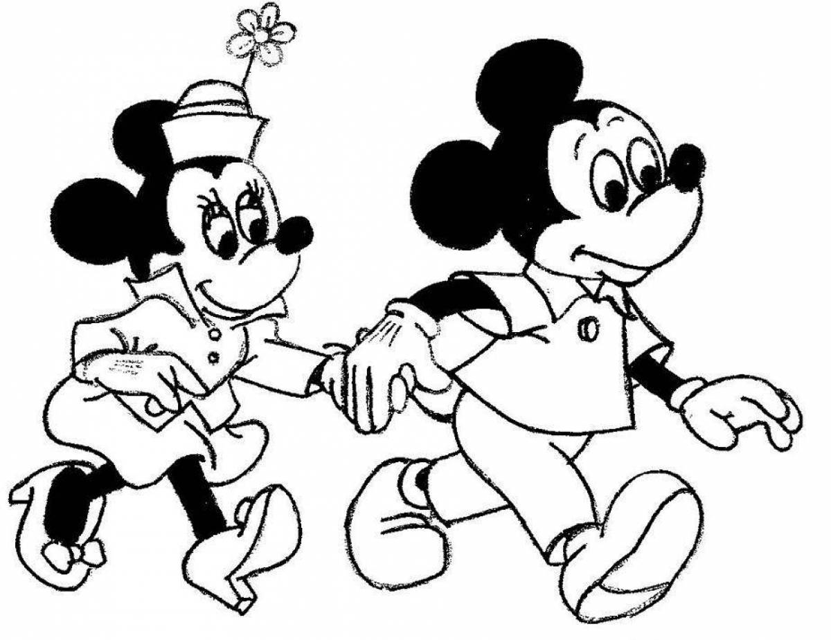 Colorful mickey mouse coloring page