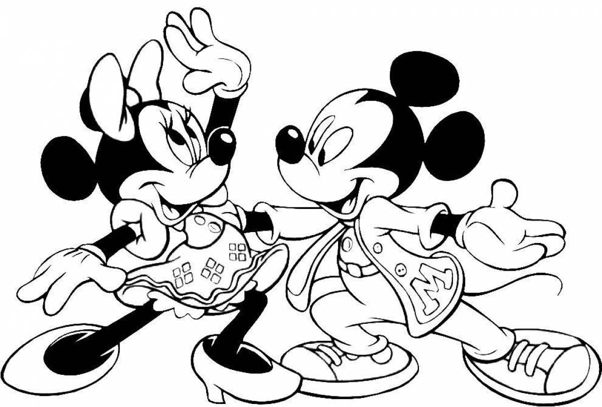 Bright mickey mouse coloring page