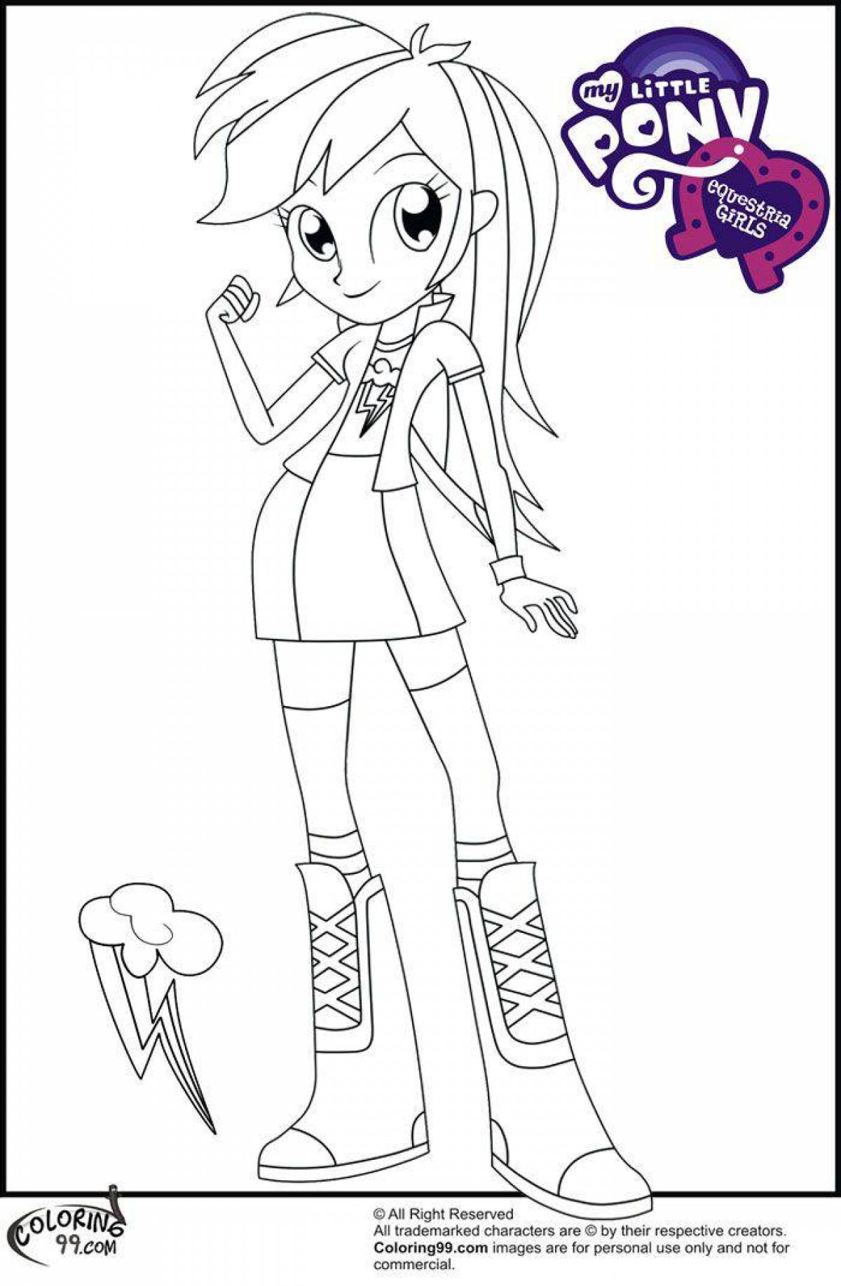 Cute equestria girls coloring page