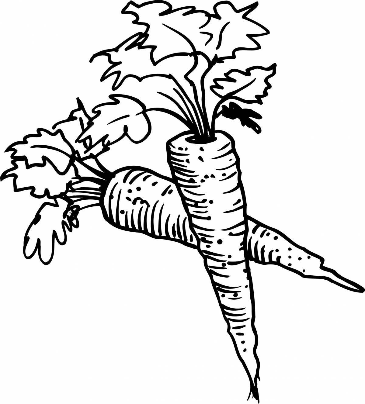Glowing Carrot Coloring Page for Kids