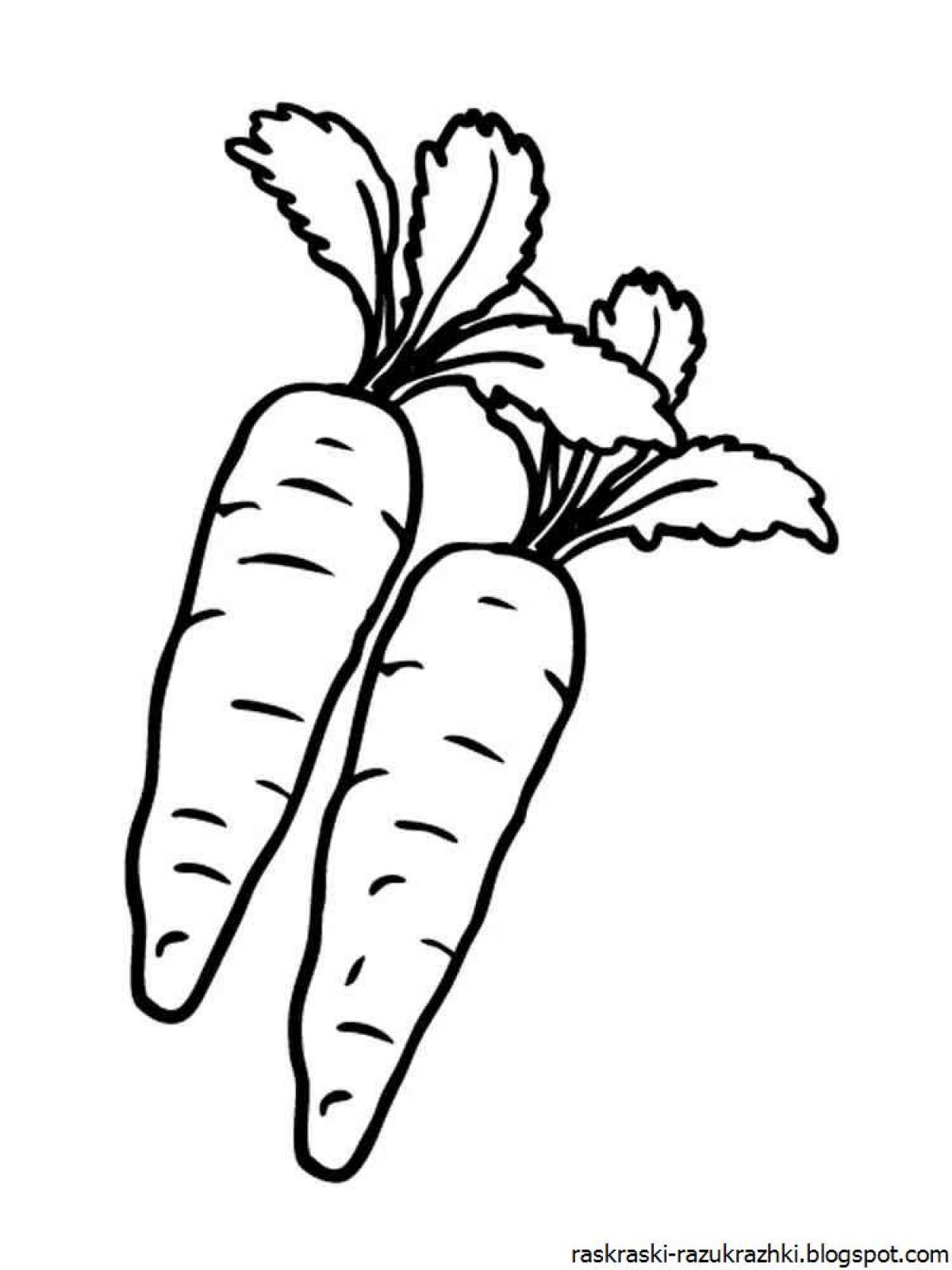Colored carrot coloring book for kids