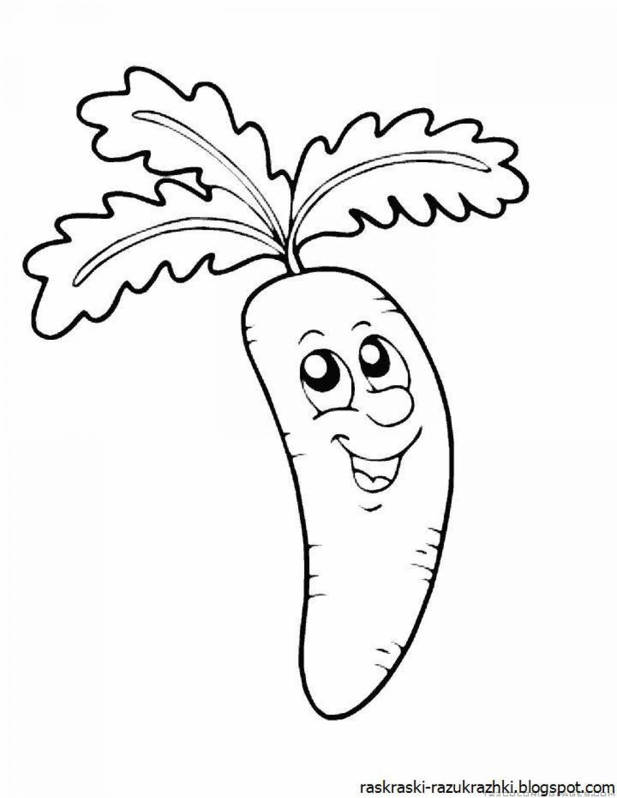 Carrot coloring pages with crazy colors for kids
