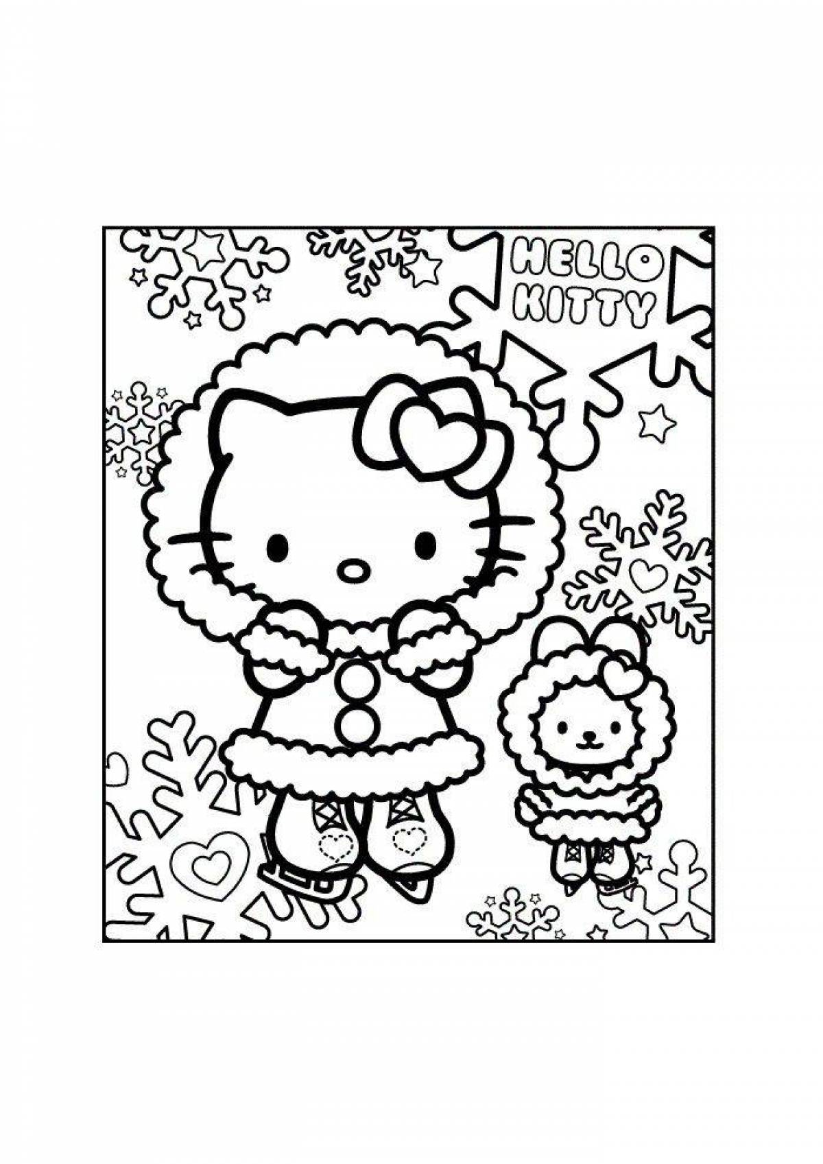 Colorful hello kitty coloring page
