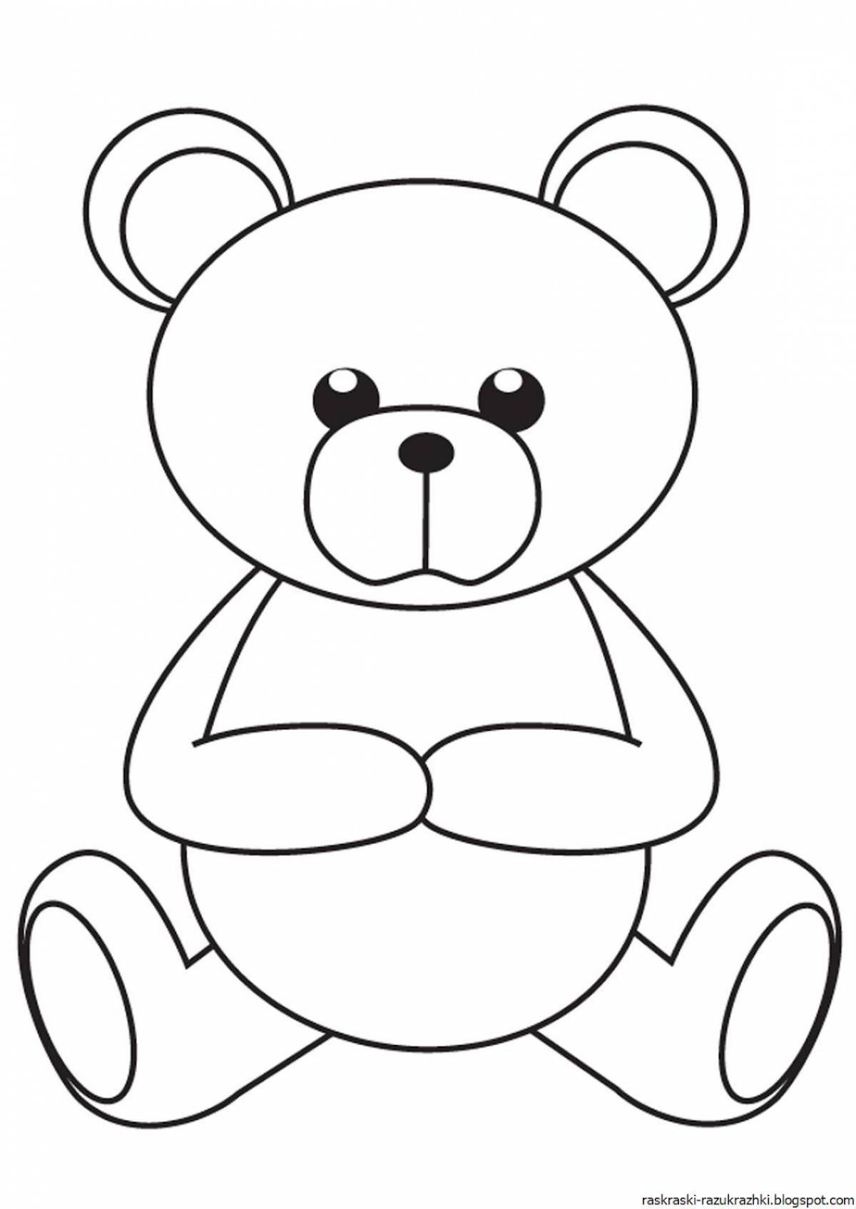 Playful coloring bear for children 3-4 years old