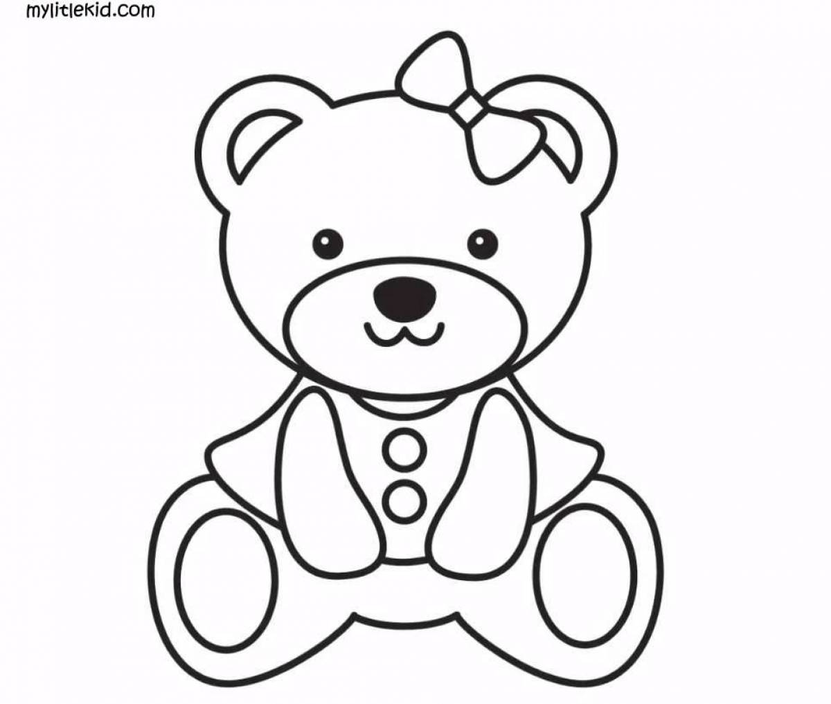 Милый медвежонок-раскраска для детей 3-4 лет