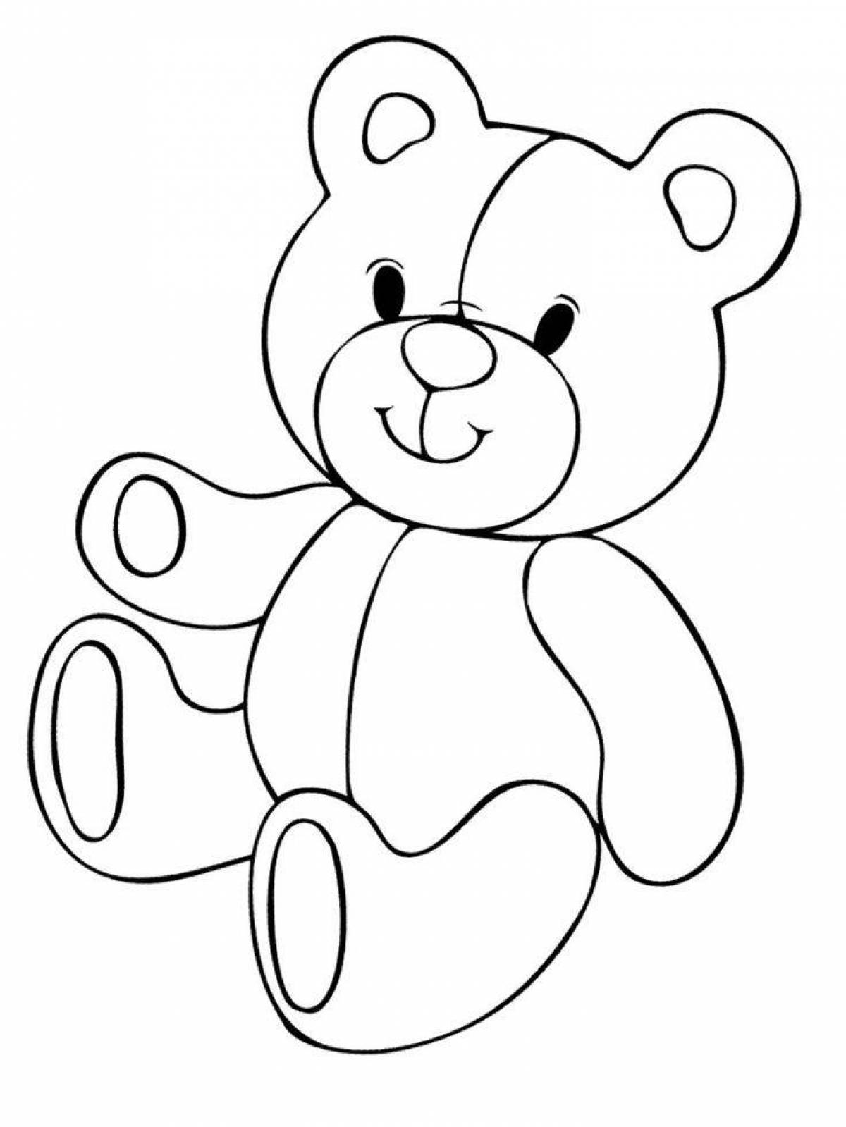 Радостный медвежонок-раскраска для детей 3-4 лет