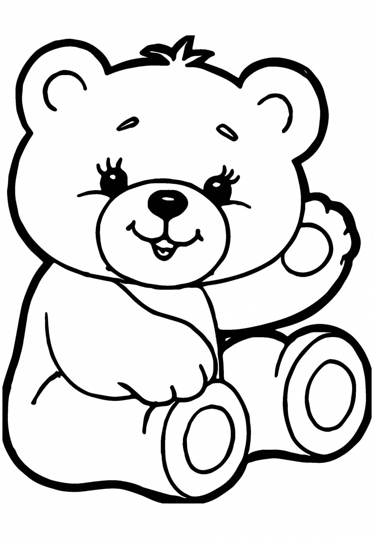 Delightful coloring bear for children 3-4 years old