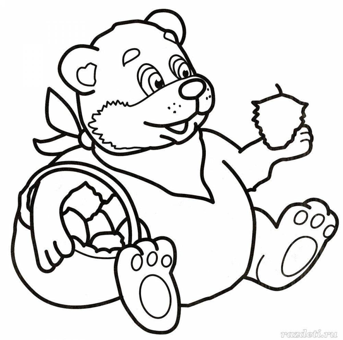 Fun coloring bear for children 3-4 years old