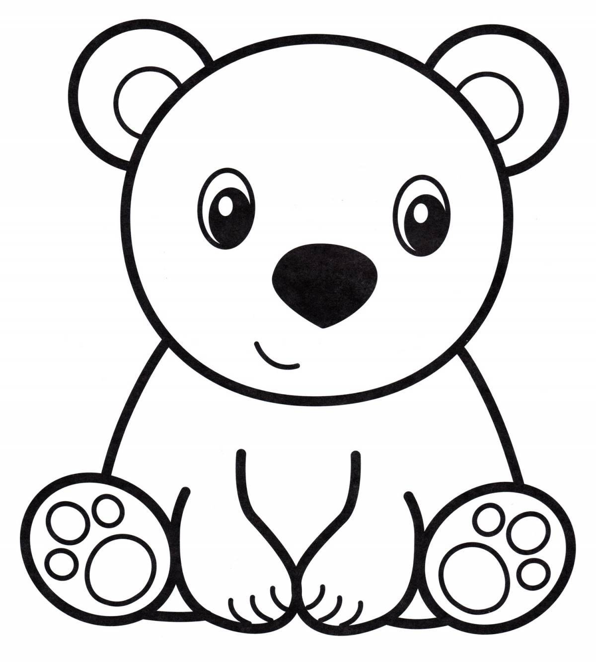 Color-frenzy coloring page bear for children 3-4 years old