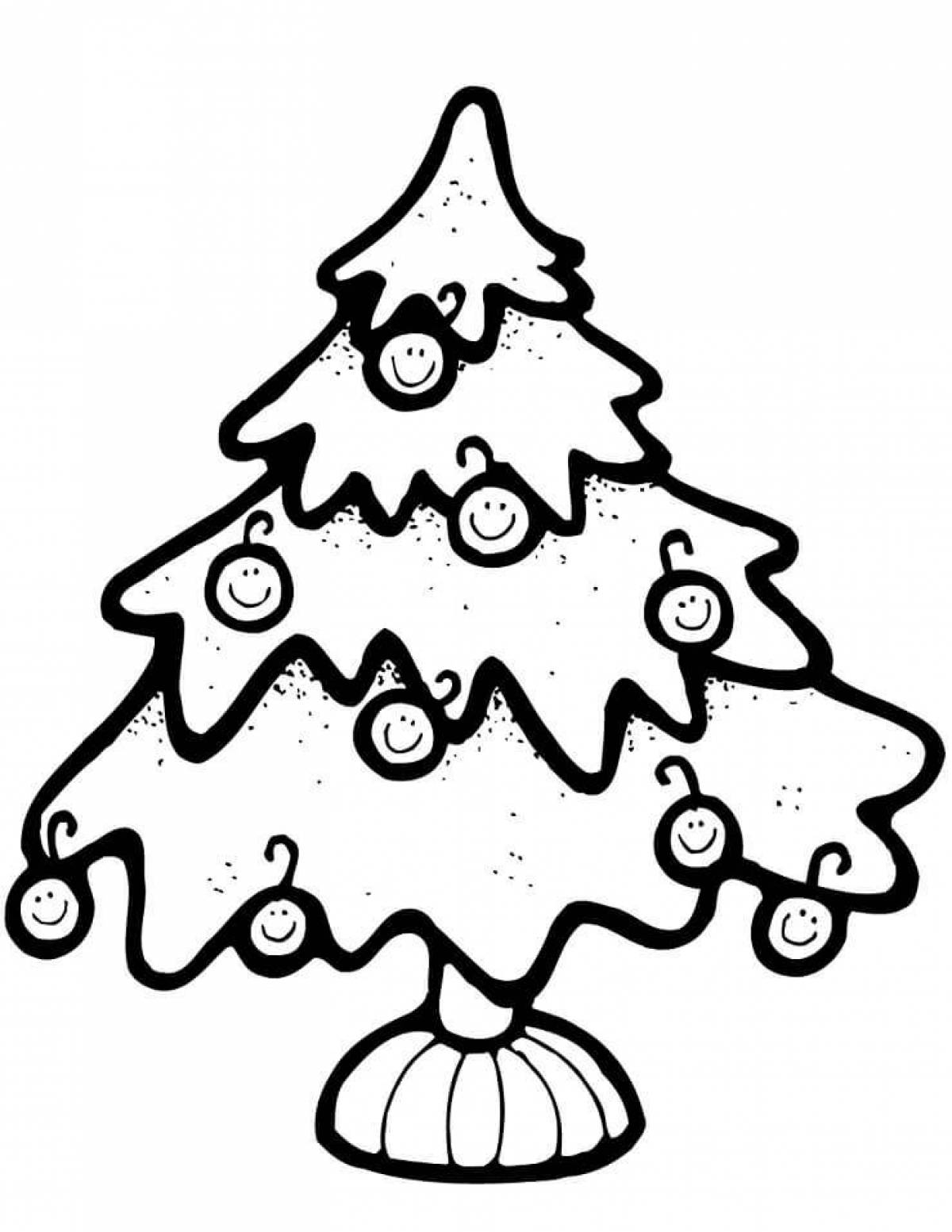Веселая новогодняя елка-раскраска для детей 2-3 лет