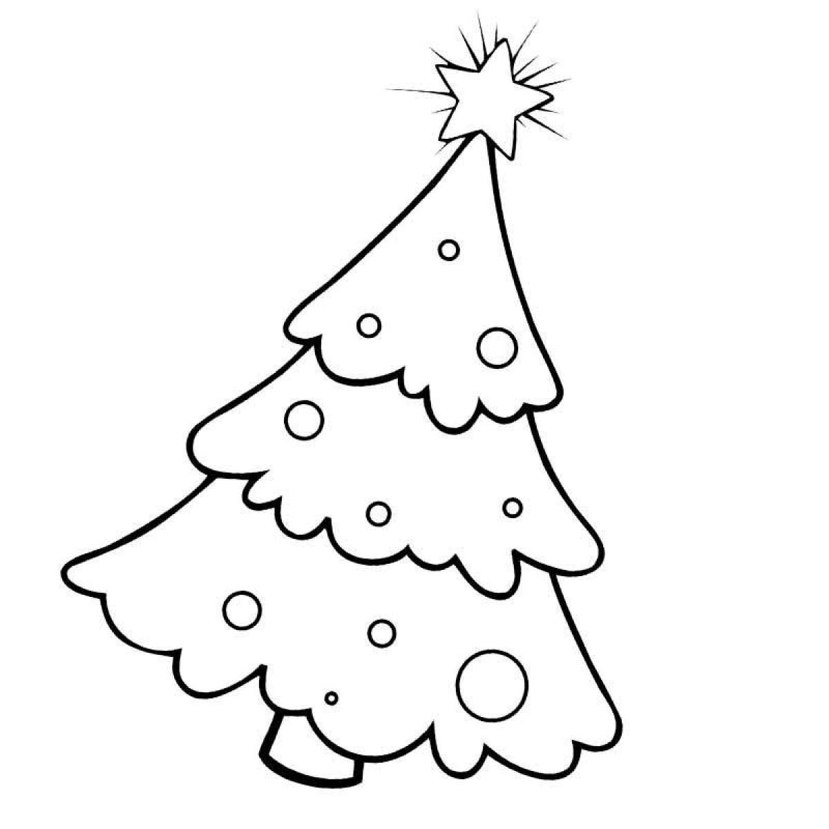 Раскраска радостная новогодняя елка для детей 2-3 лет