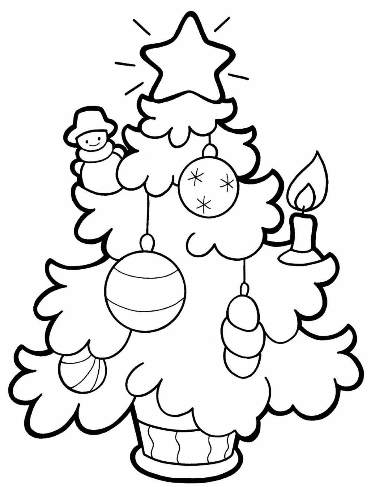 Великолепная раскраска «рождественская елка» для малышей 2-3 лет