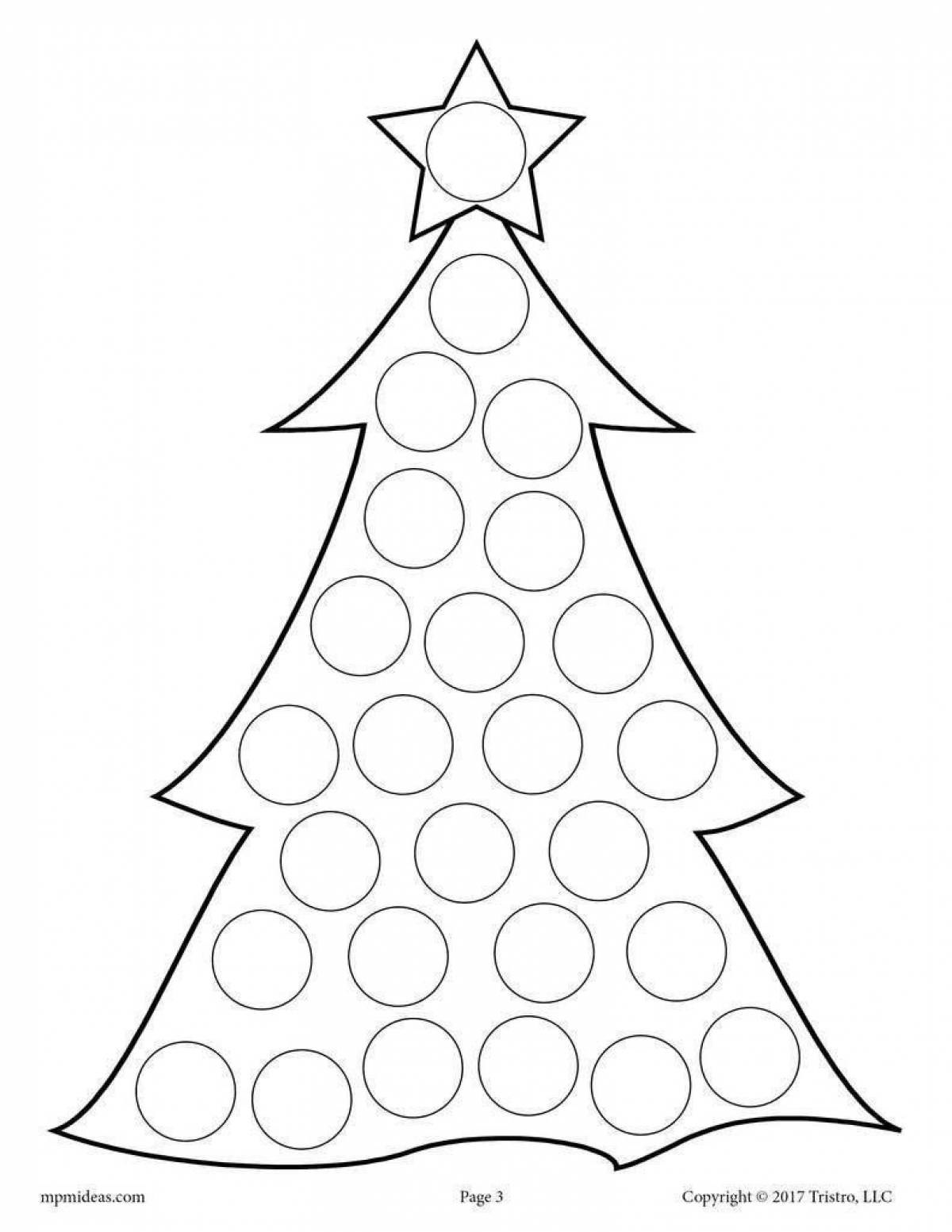 Coloring book nice Christmas tree for children 2-3 years old