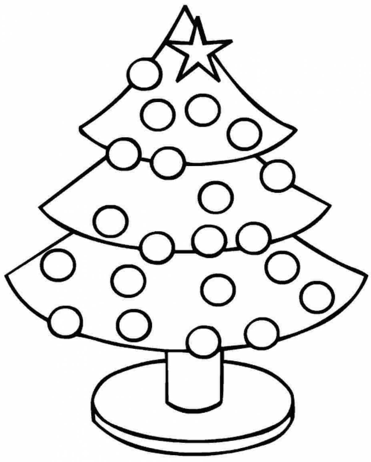 Cute Christmas tree coloring page for preschoolers 2-3 years old