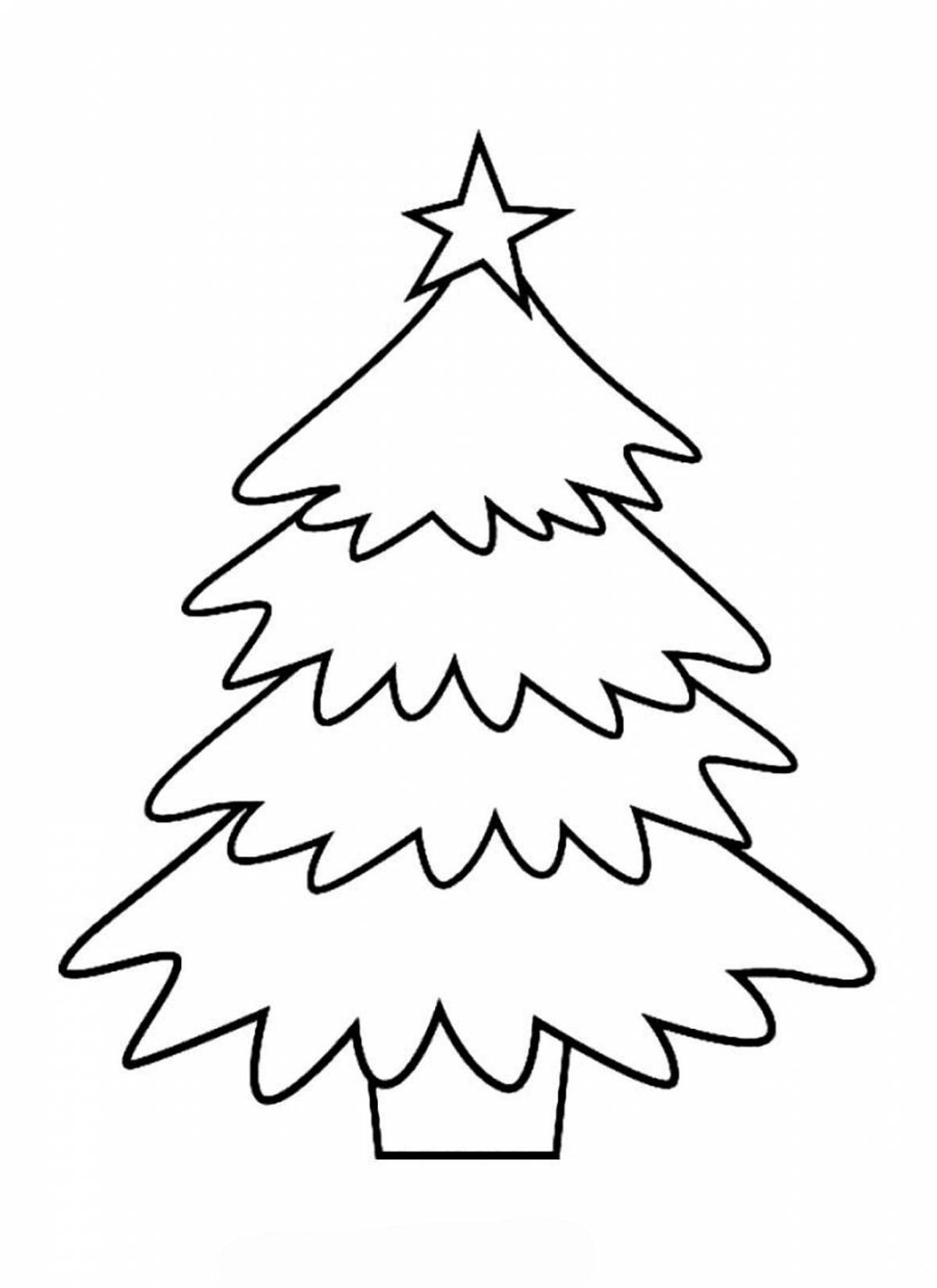 Rampant Christmas tree coloring page for 2-3 year olds