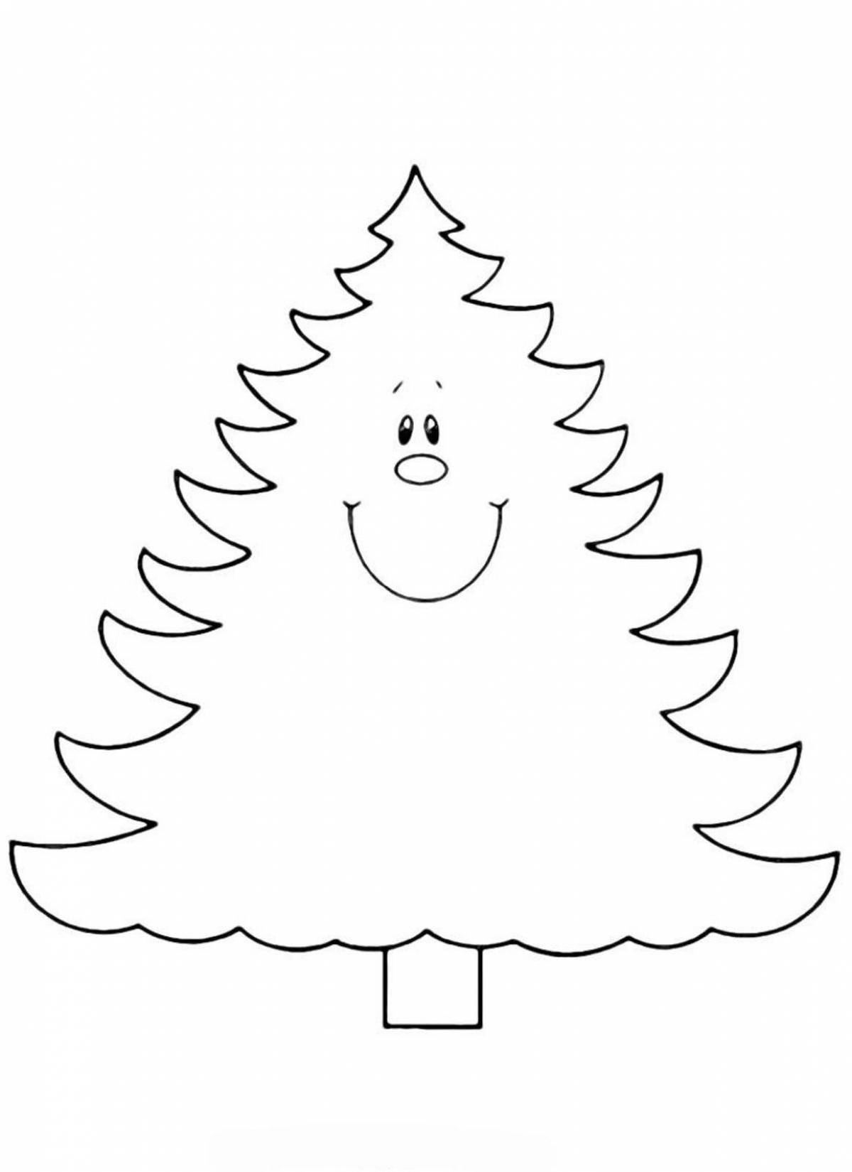 Цветная раскраска «рождественская елка» для дошкольников 2-3 лет
